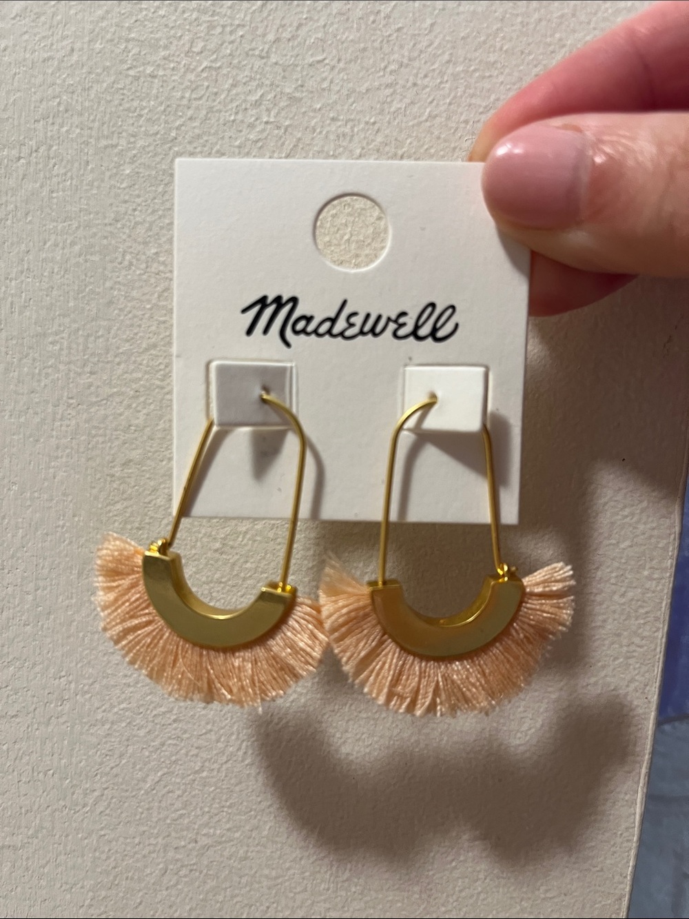 Madewell Gold-Tone Hoop Earrings with Peach Fringe